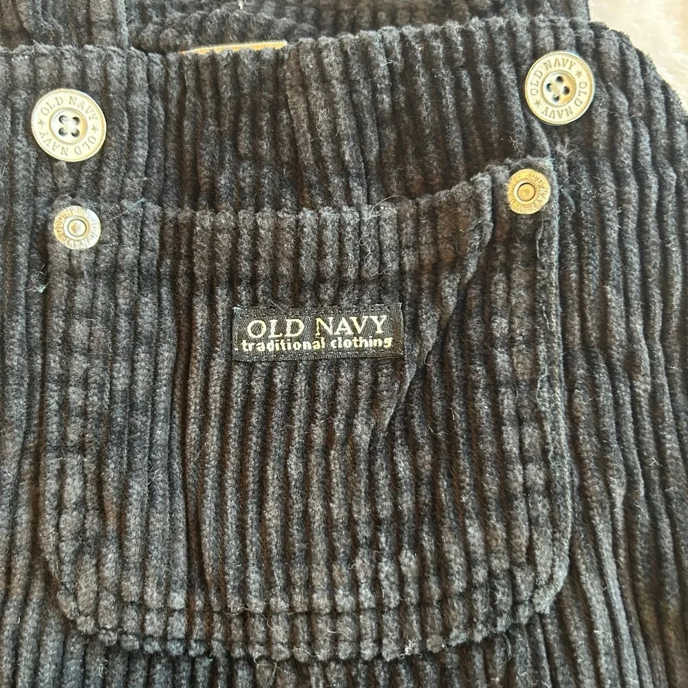Old Navy Baby Black Corduroy Overalls 12-18 Months Vintage Style 100% Cotton Bib